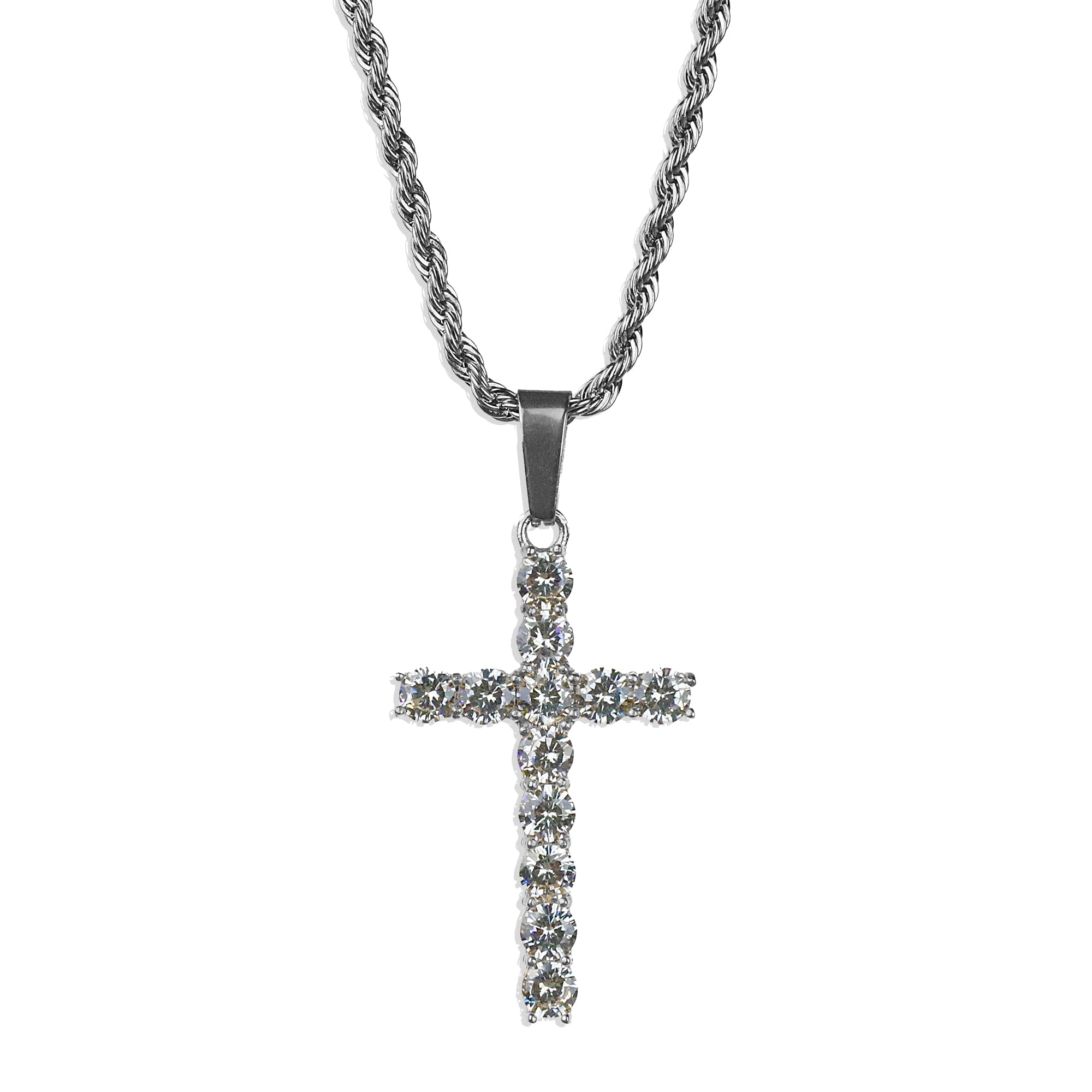 Ice Cross Necklace - Silver