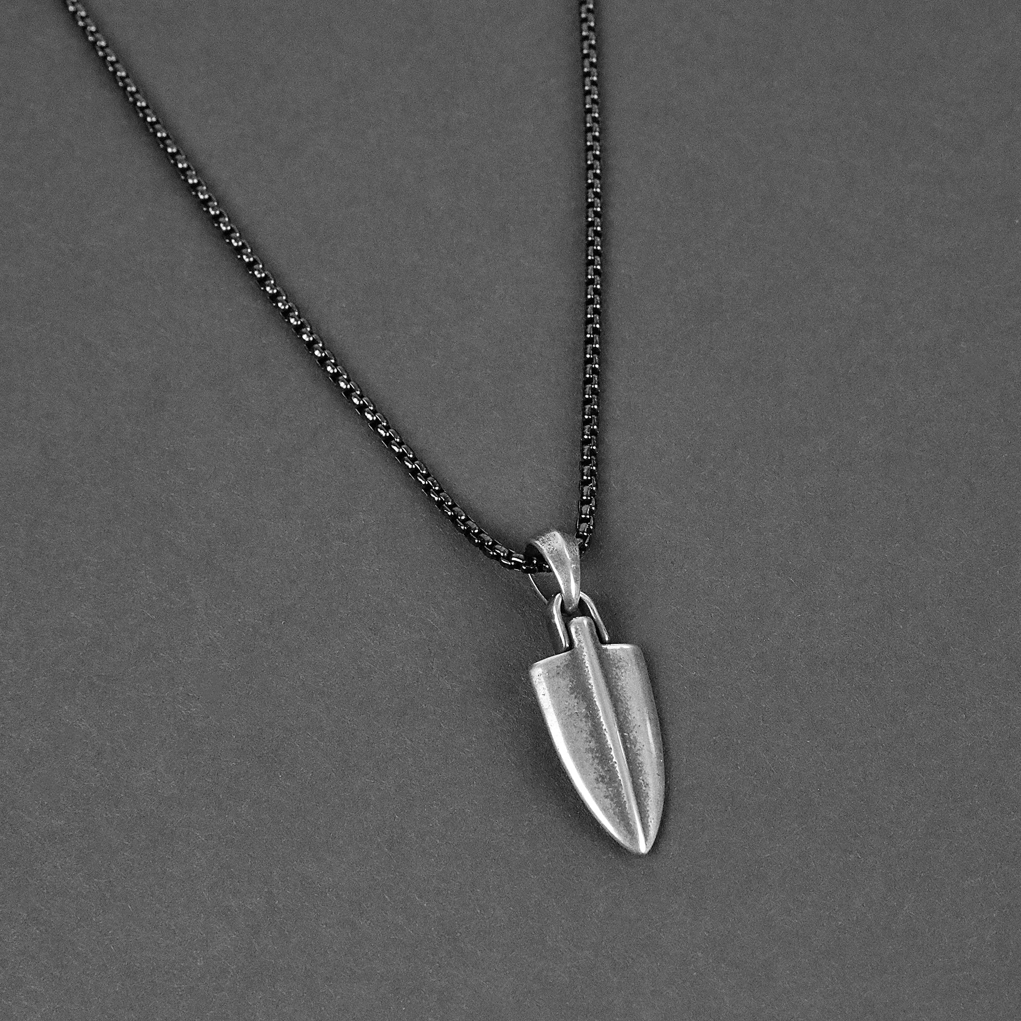 Small Spear Necklace - Aged Silver x Black