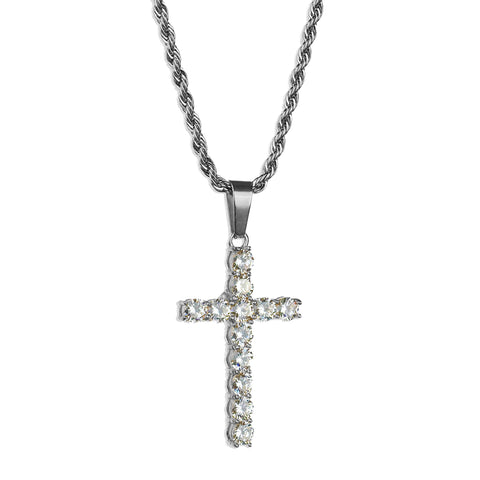 Ice Cross Necklace - Silver