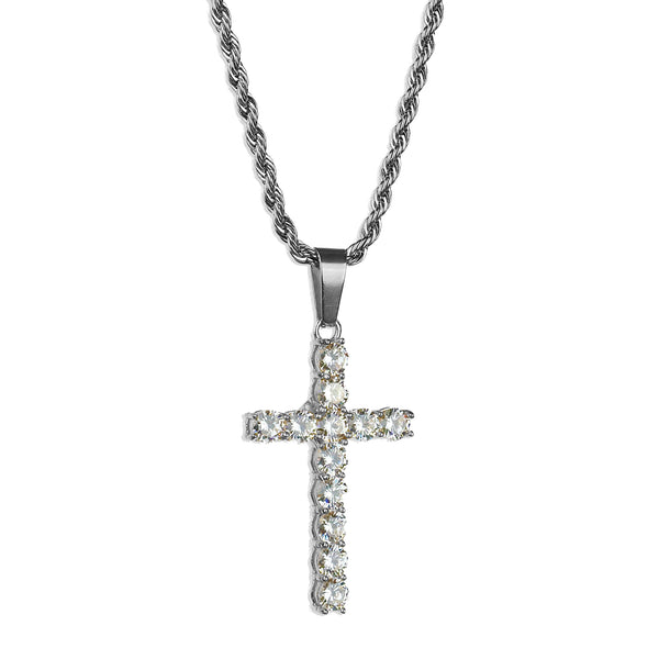 Ice Cross Necklace - Silver