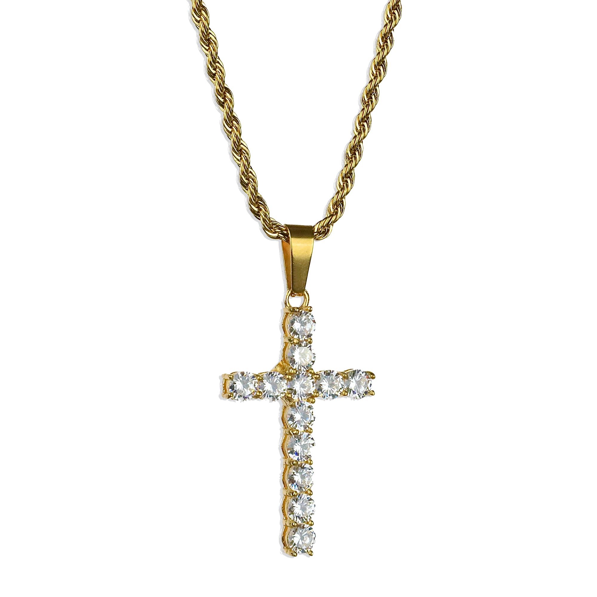 Ice Cross Necklace - Gold