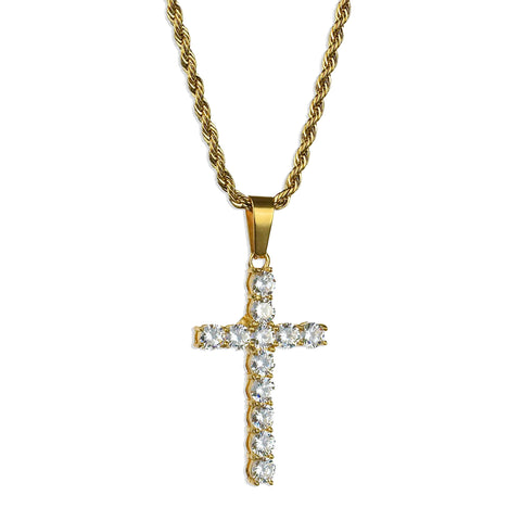 Ice Cross Necklace - Gold