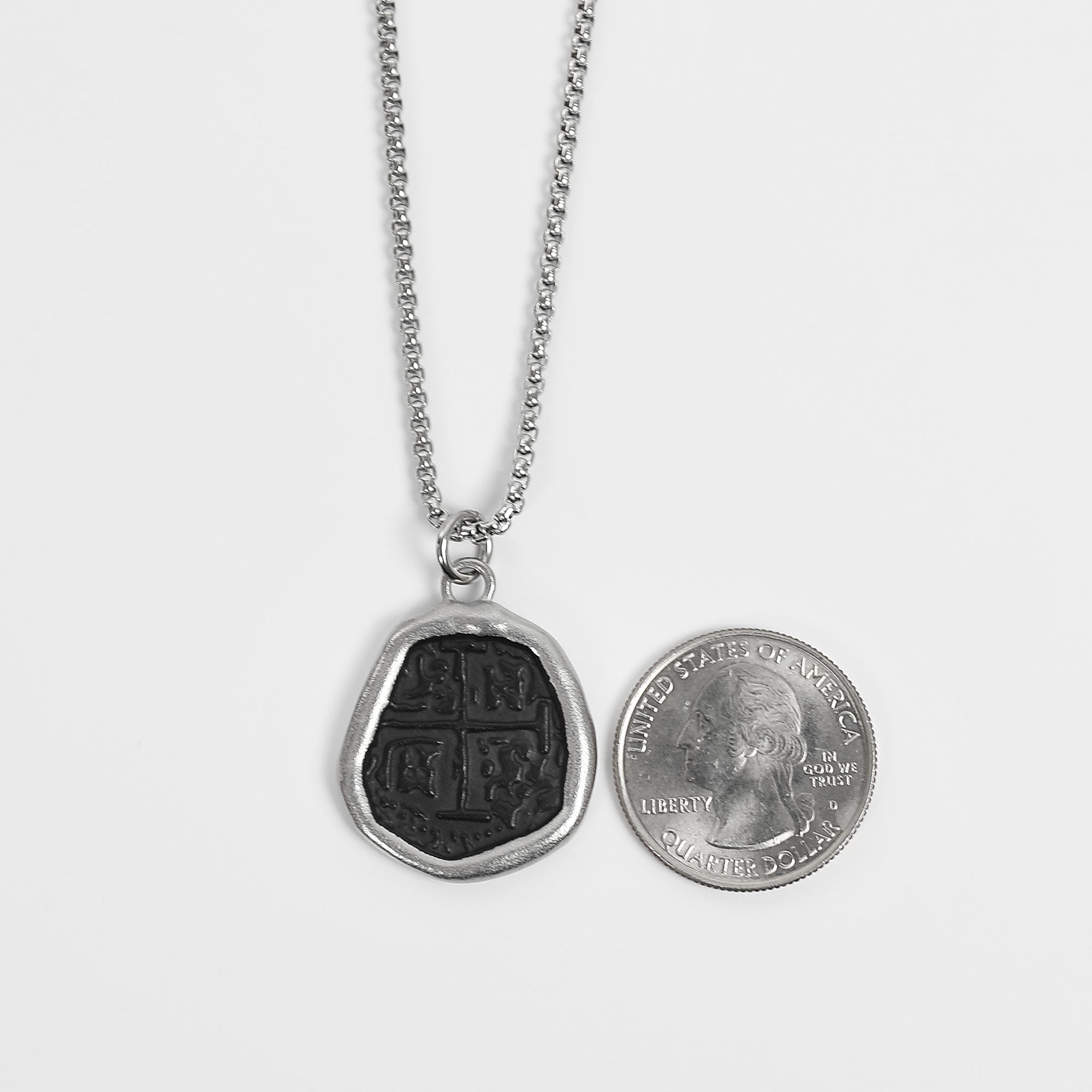 Shipwreck Coin Necklace - Silver x Black