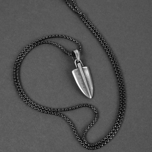 Small Spear Necklace - Aged Silver x Black