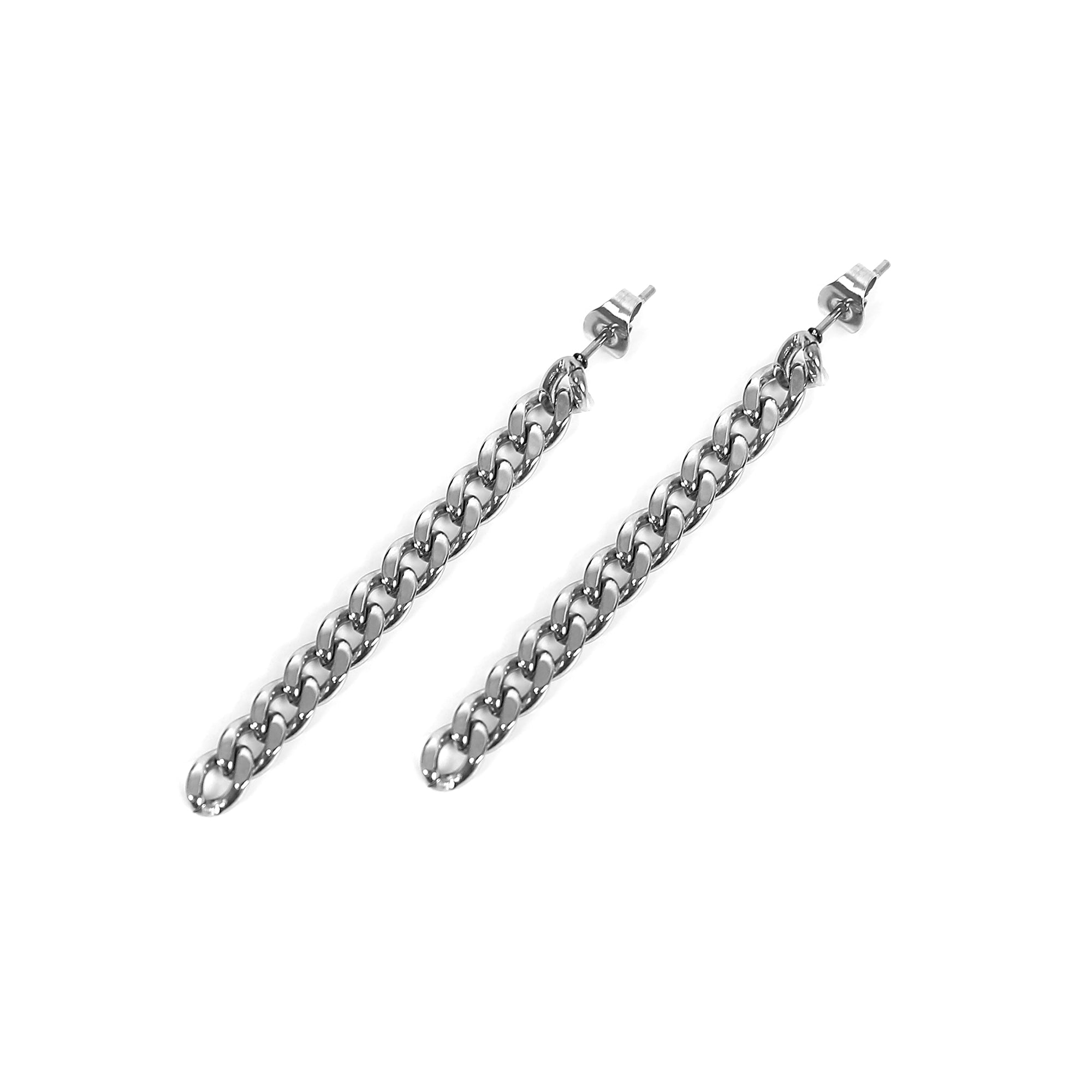 Cuban Chain Earring - Silver