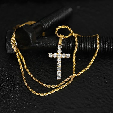 Ice Cross Necklace - Gold