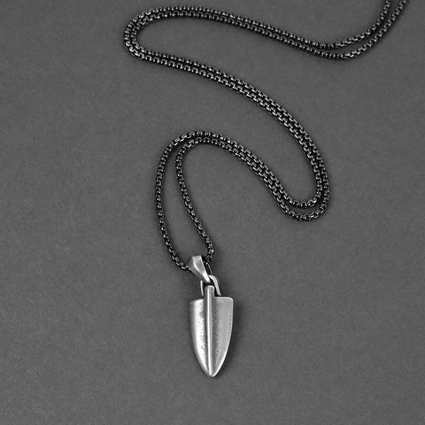 Small Spear Necklace - Aged Silver x Black