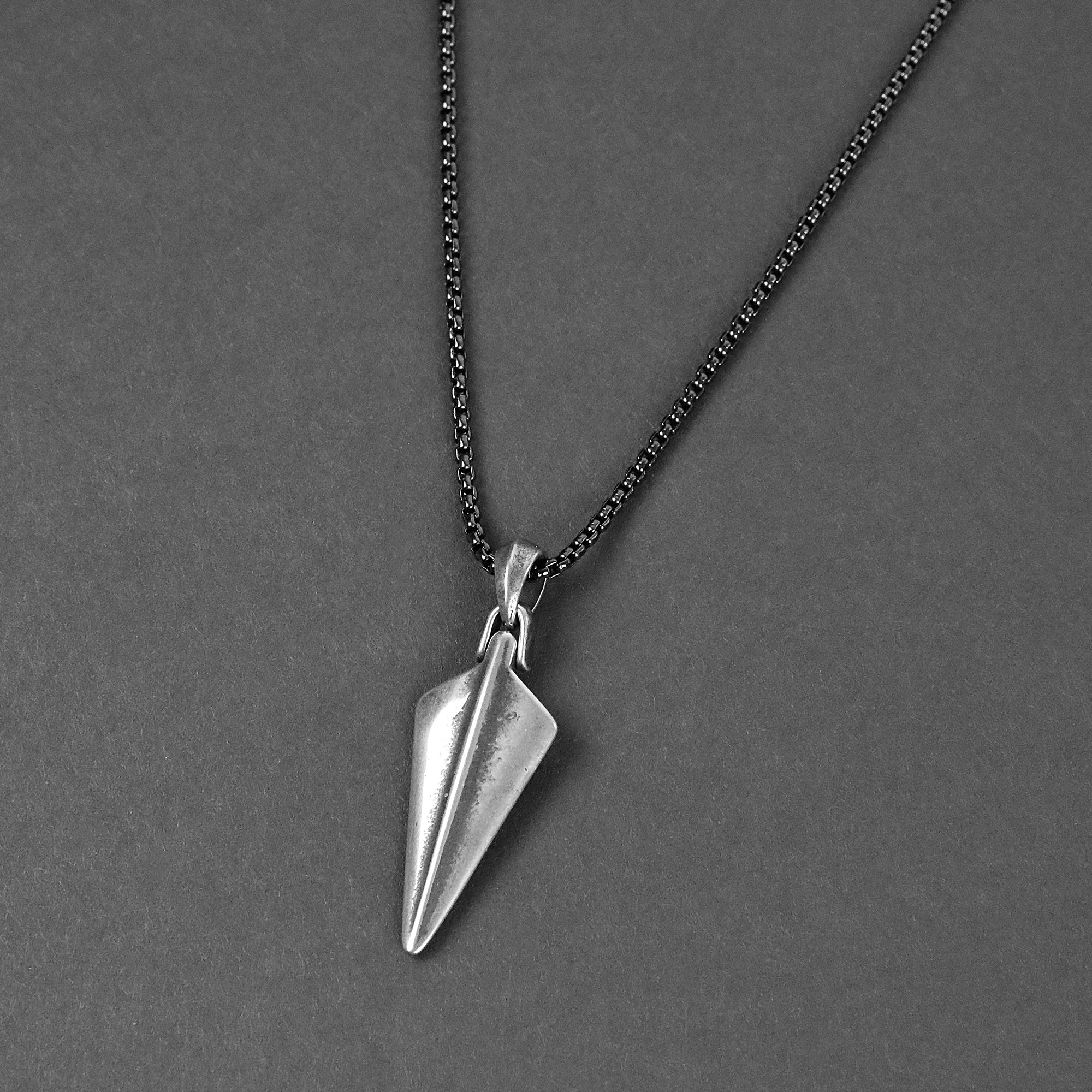 Spear Necklace - Aged Silver x Black