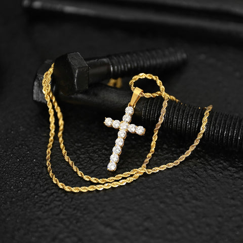 Ice Cross Necklace - Gold