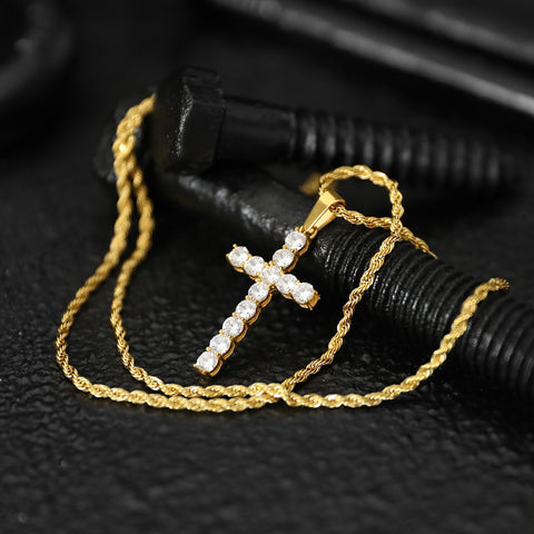 Ice Cross Necklace - Gold