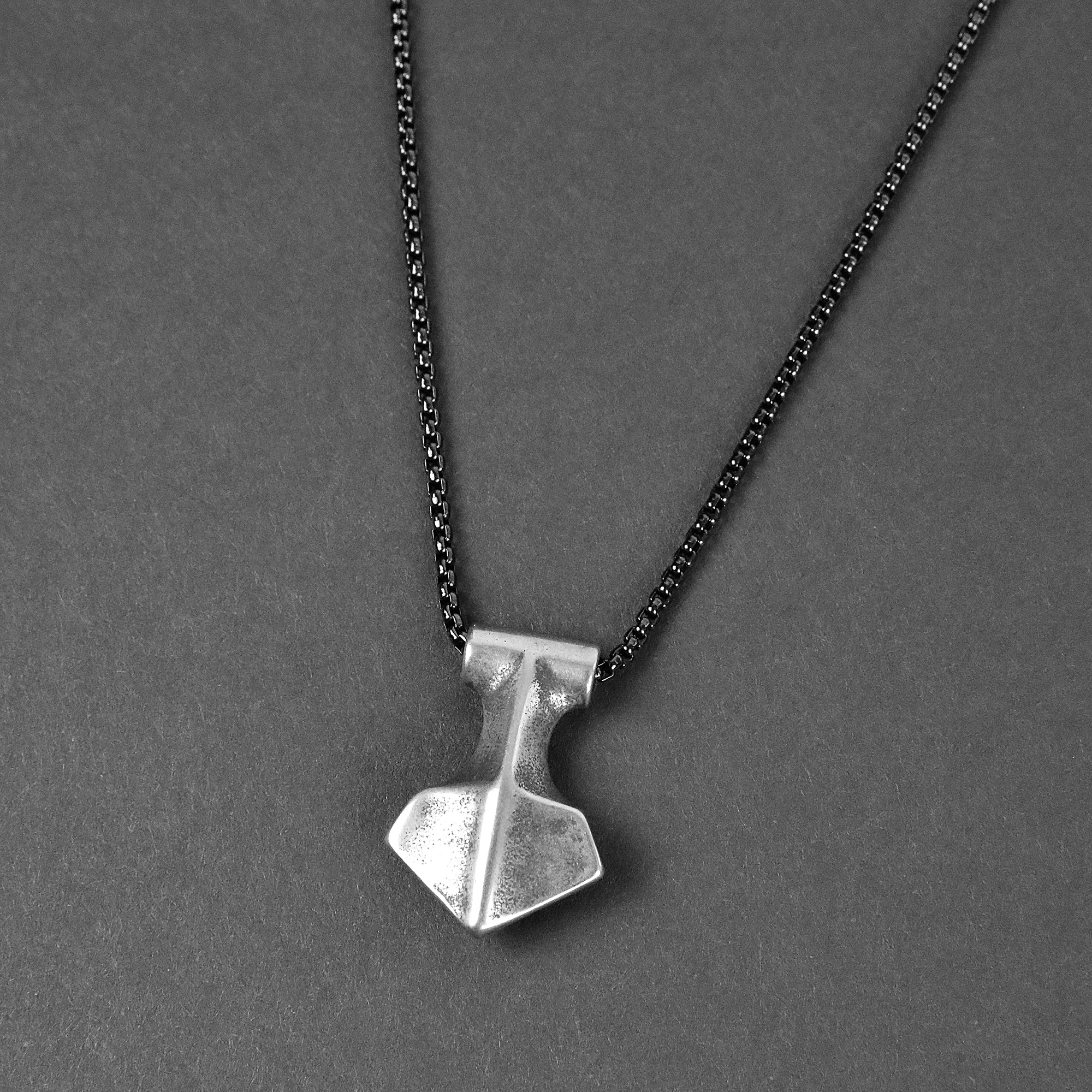 Viking Axe Necklace - Aged Silver x Black