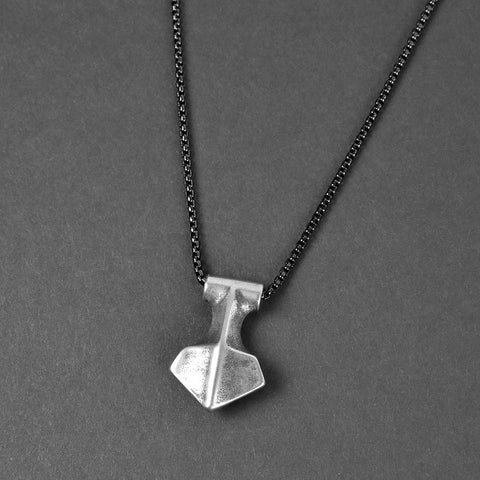 Viking Axe Necklace - Aged Silver x Black