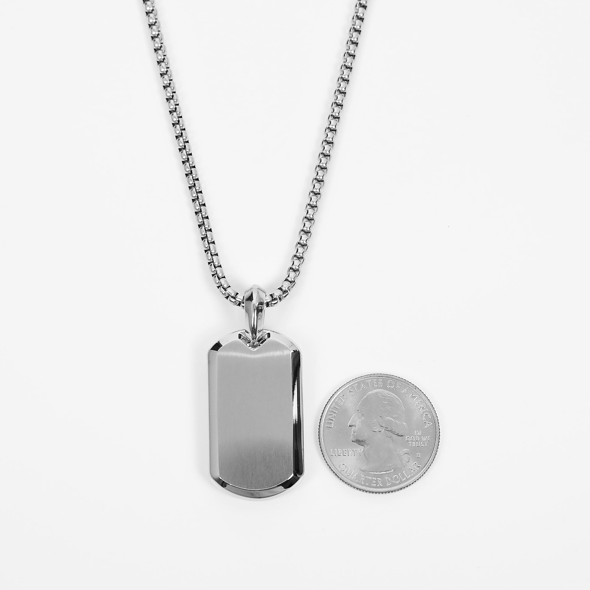 Modern Tag Necklace - Silver