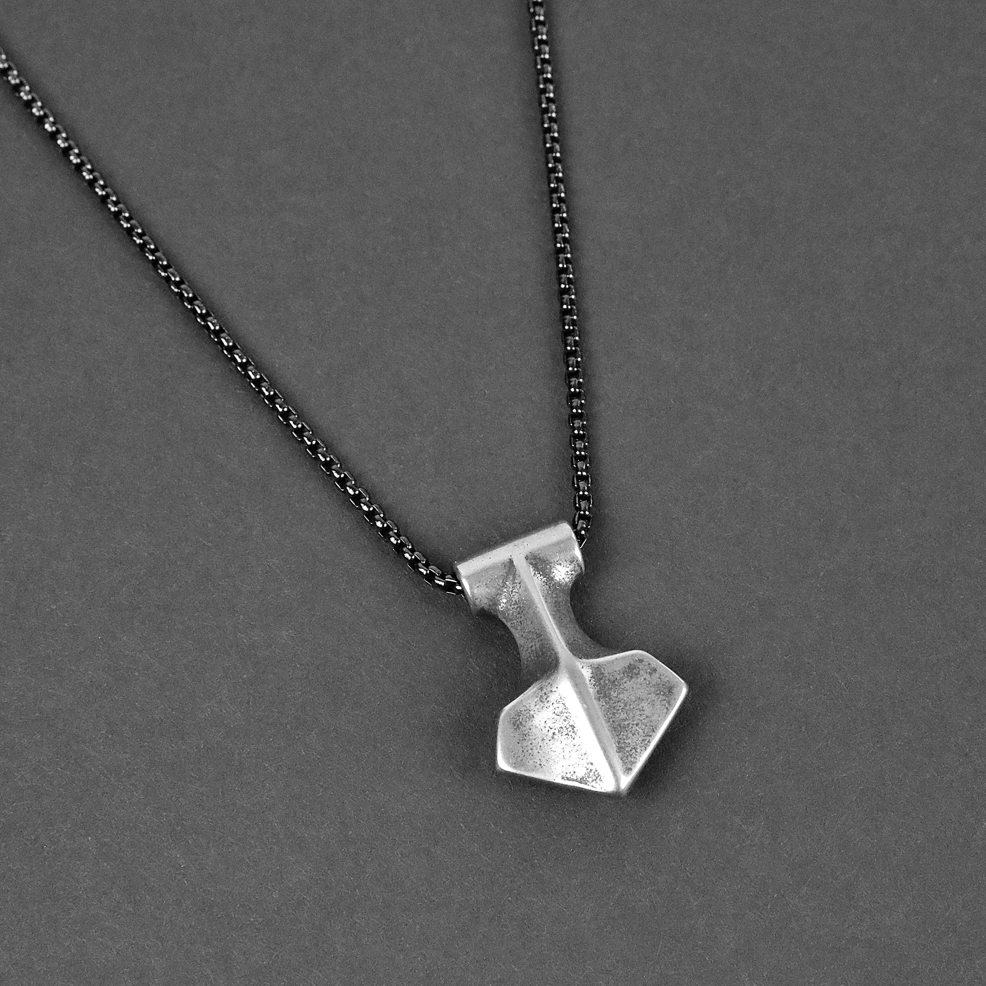 Viking Axe Necklace - Aged Silver x Black