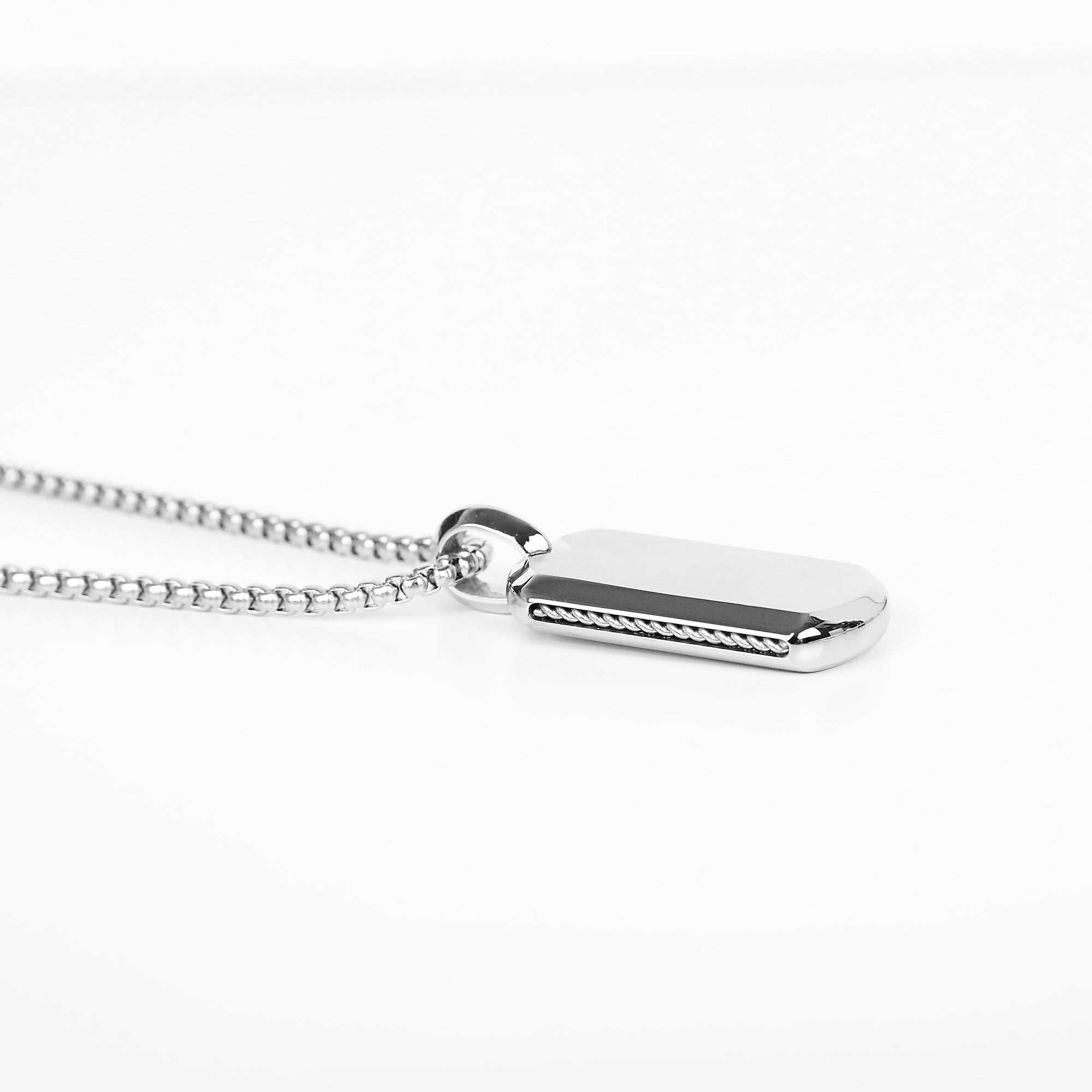Modern Tag Necklace - Silver