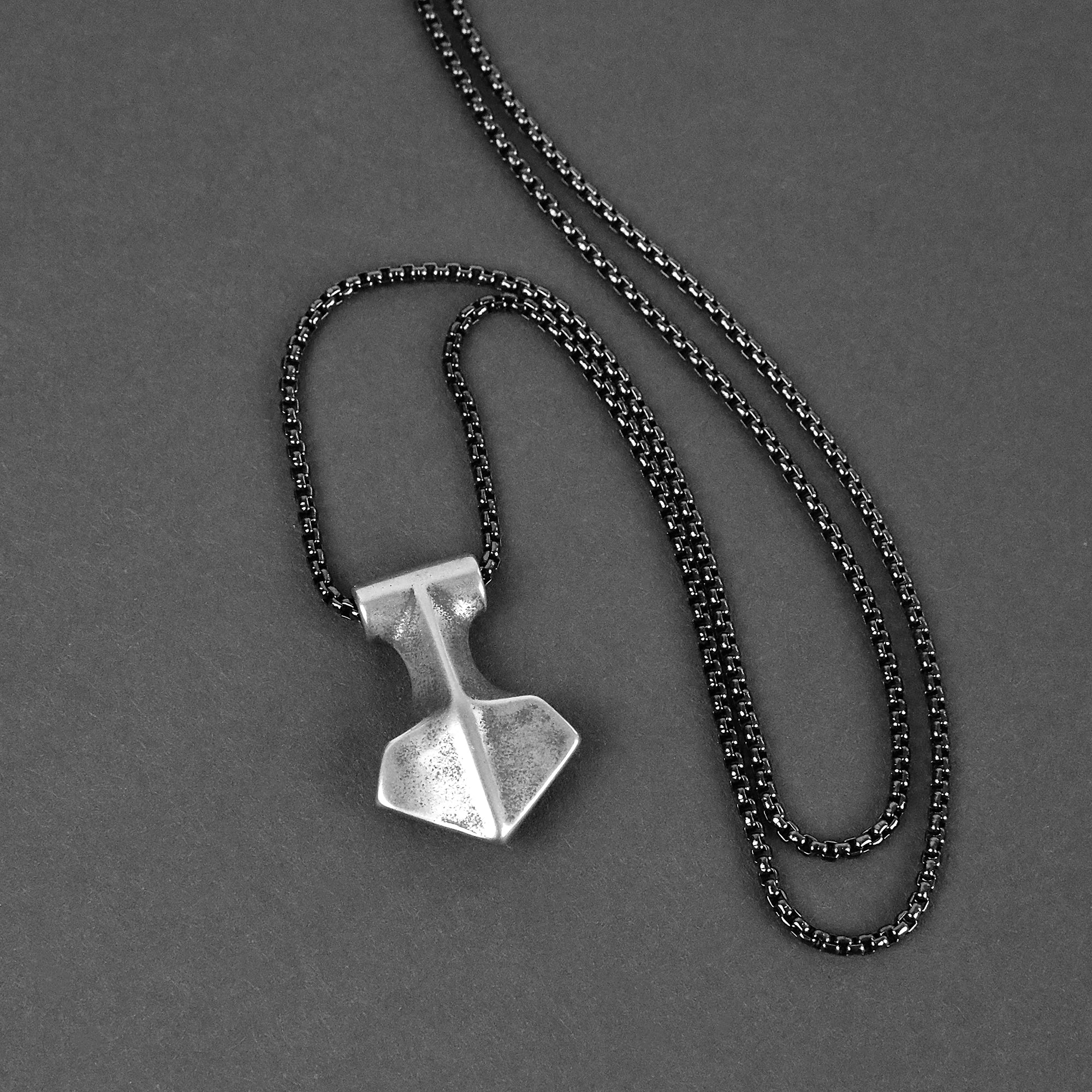 Viking Axe Necklace - Aged Silver x Black