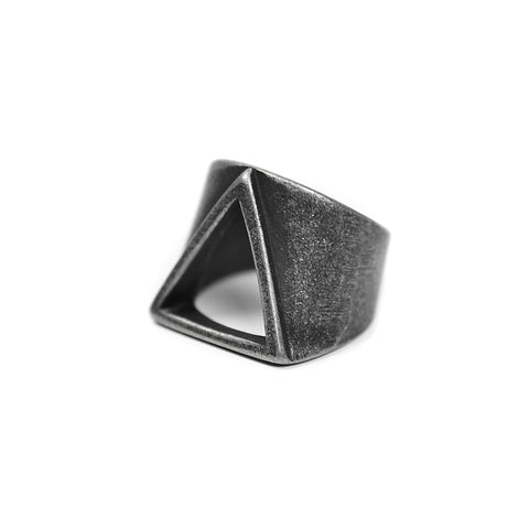 Triangle Cutout Ring - Aged Silver