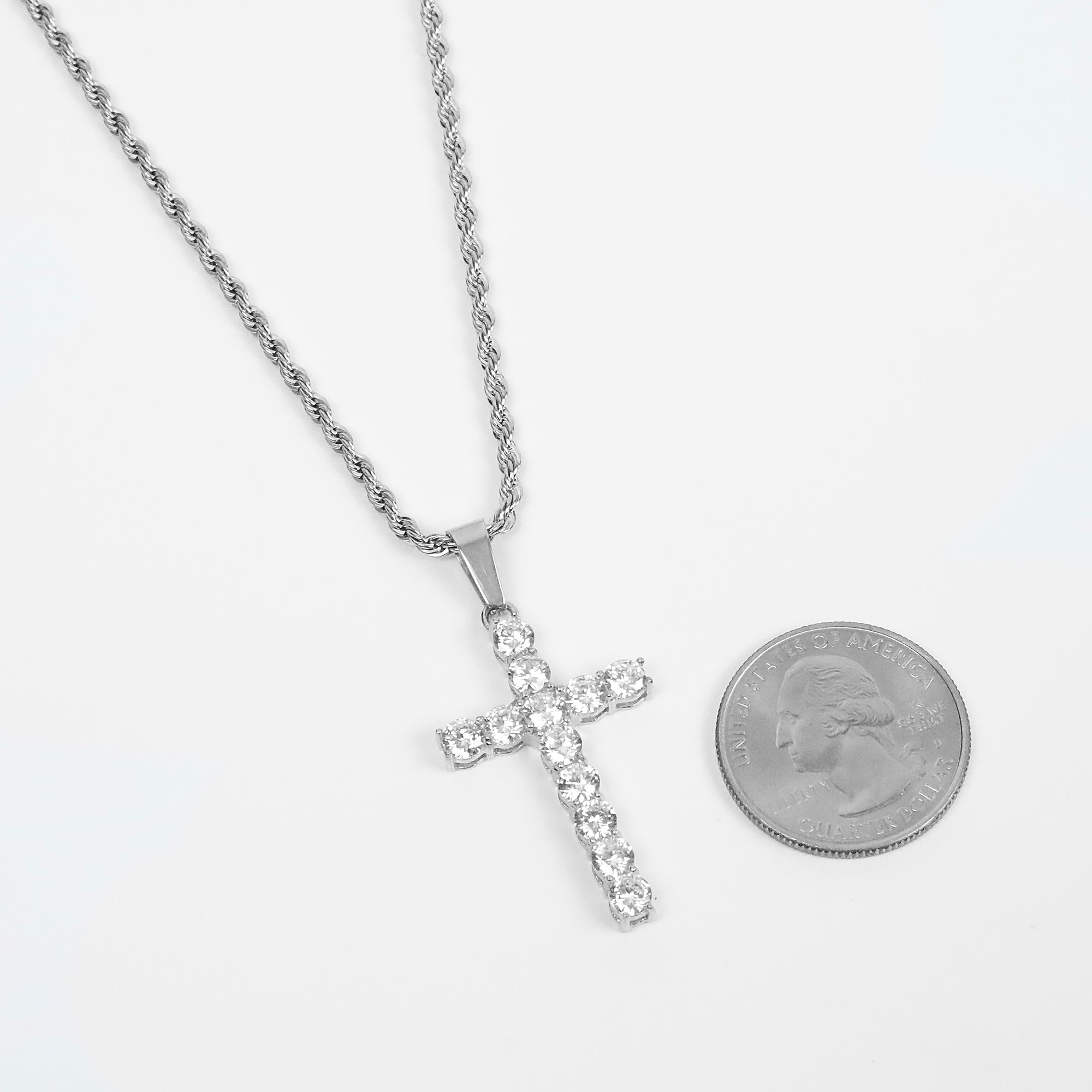 Ice Cross Necklace - Silver