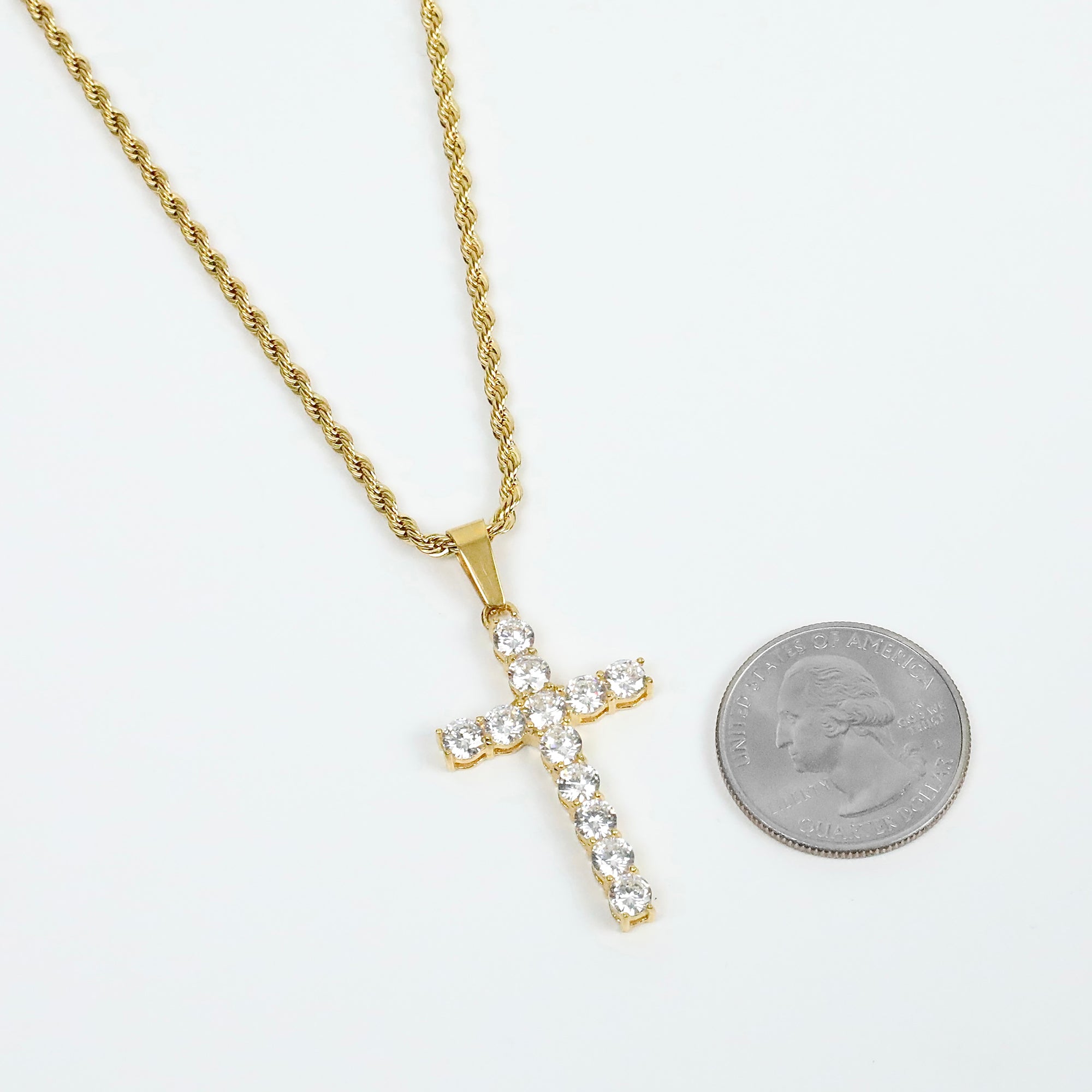 Ice Cross Necklace - Gold