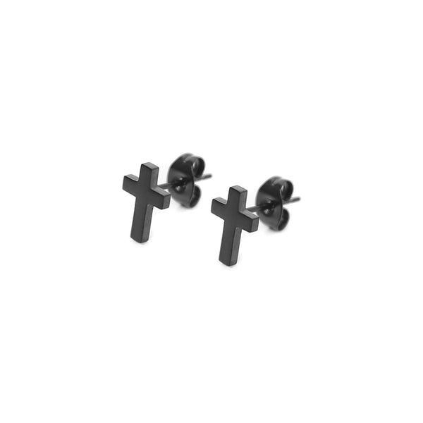 Cross Stud Earring - Black