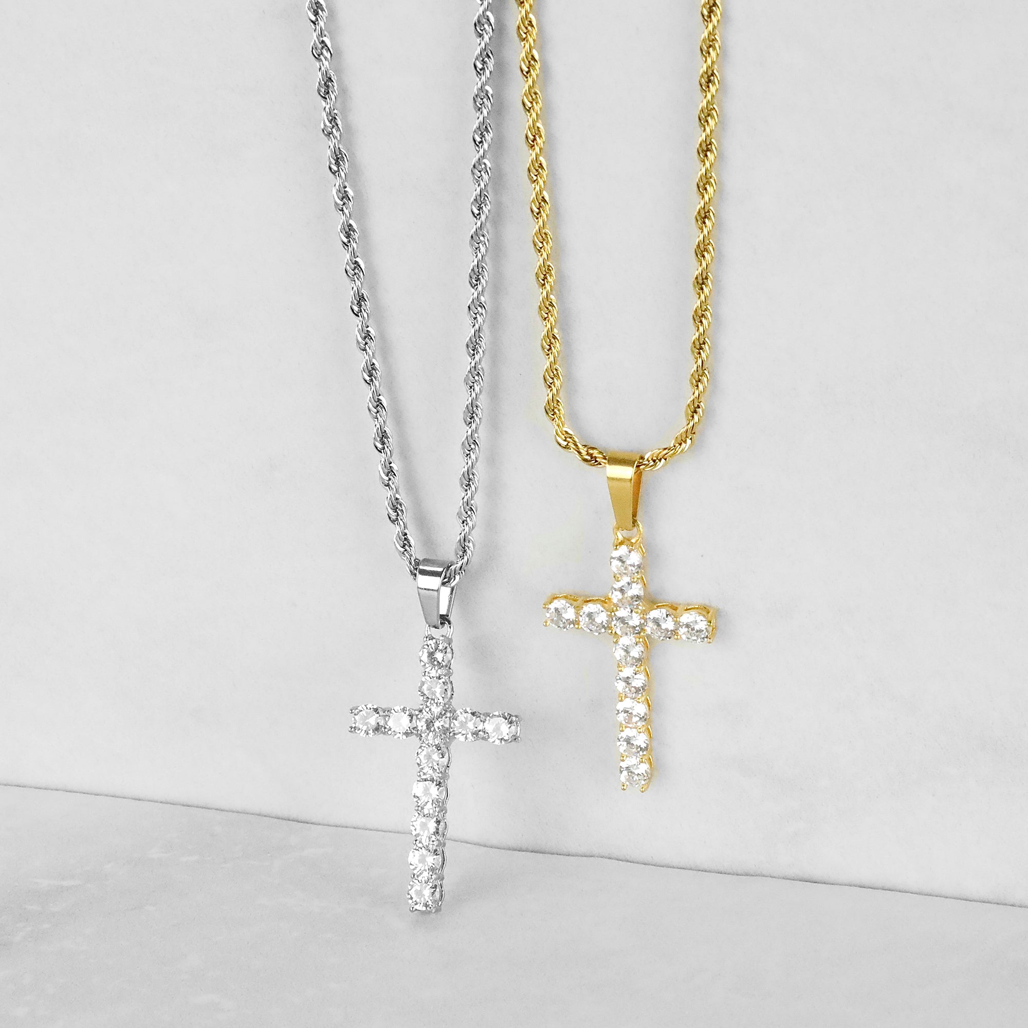 Ice Cross Necklace - Gold