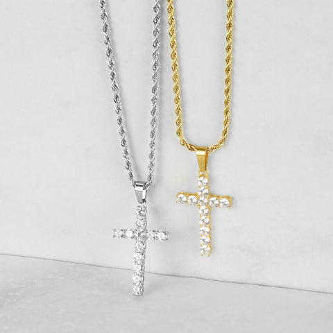 Ice Cross Necklace - Gold