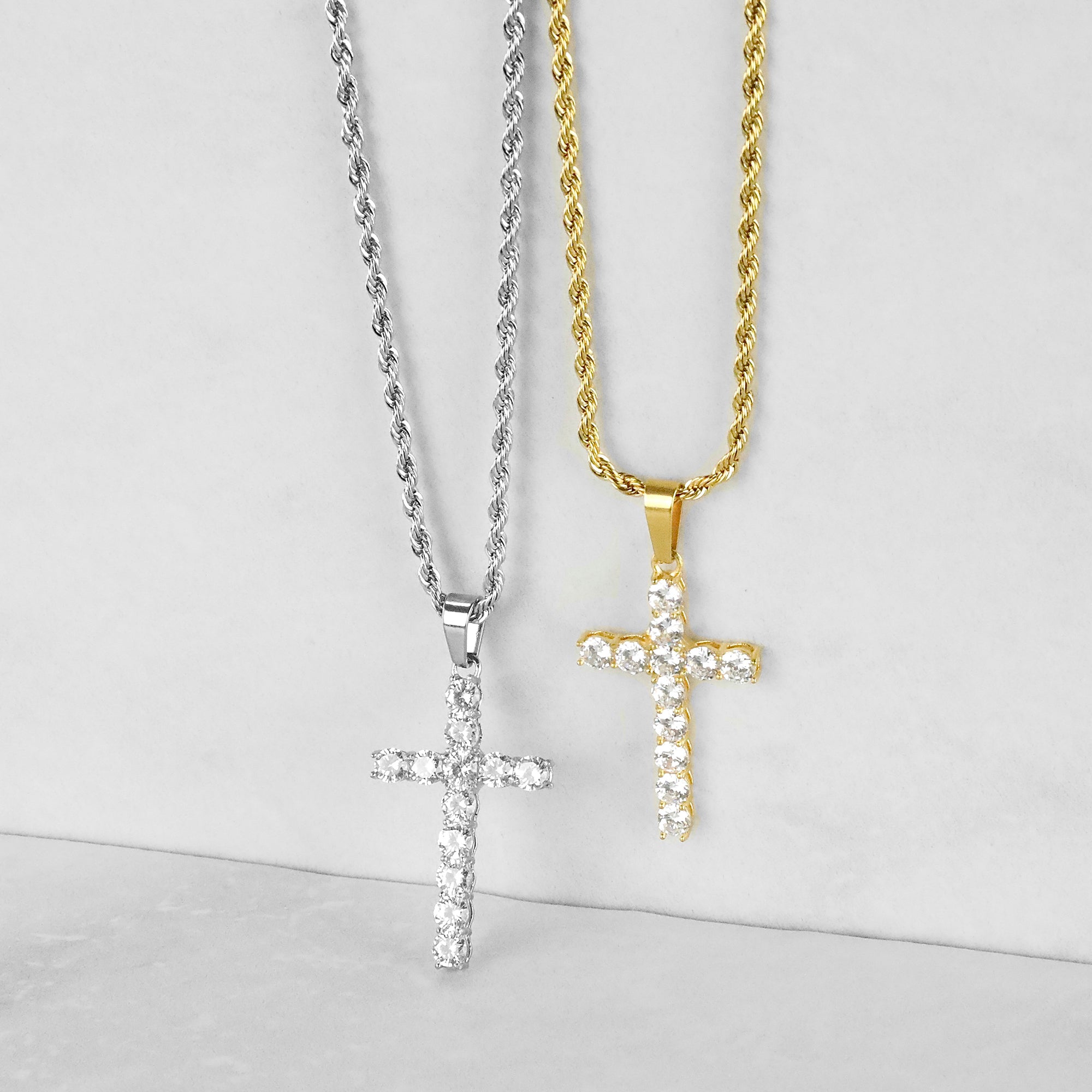 Ice Cross Necklace - Silver