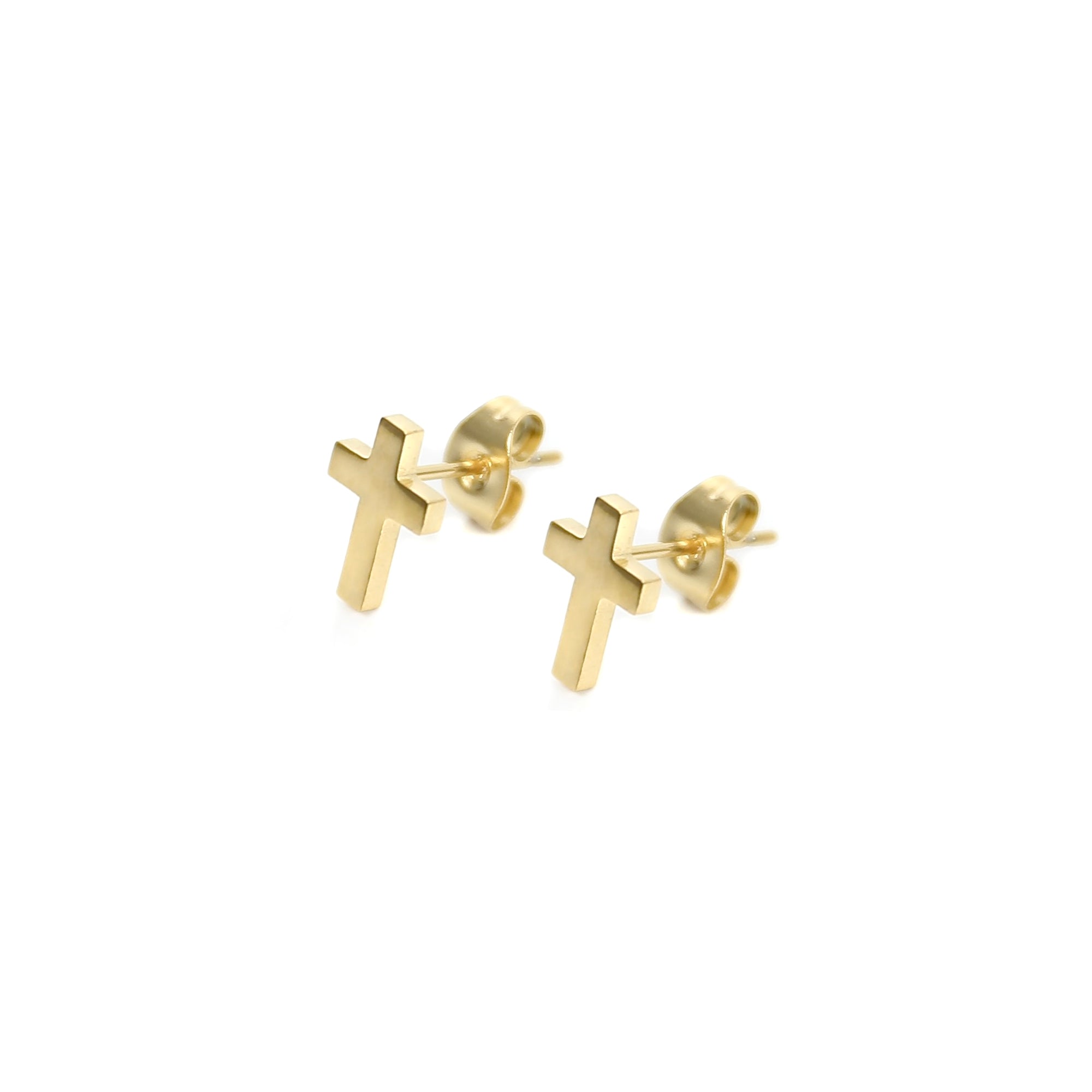 Cross Stud Earring - Gold