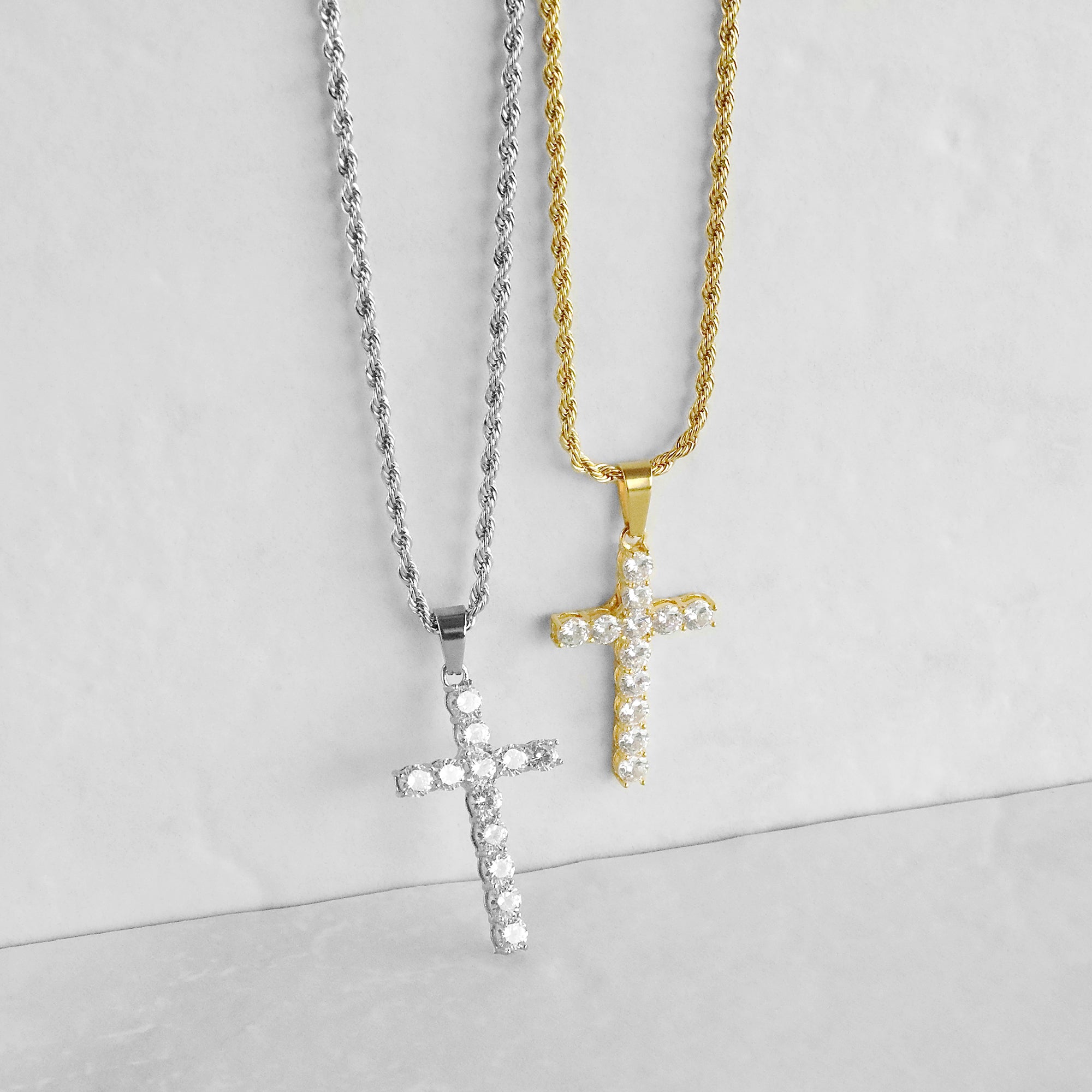 Ice Cross Necklace - Silver