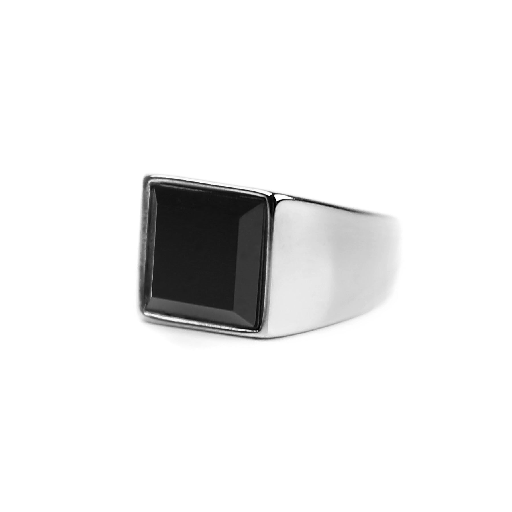 Modern Onyx Ring - Silver