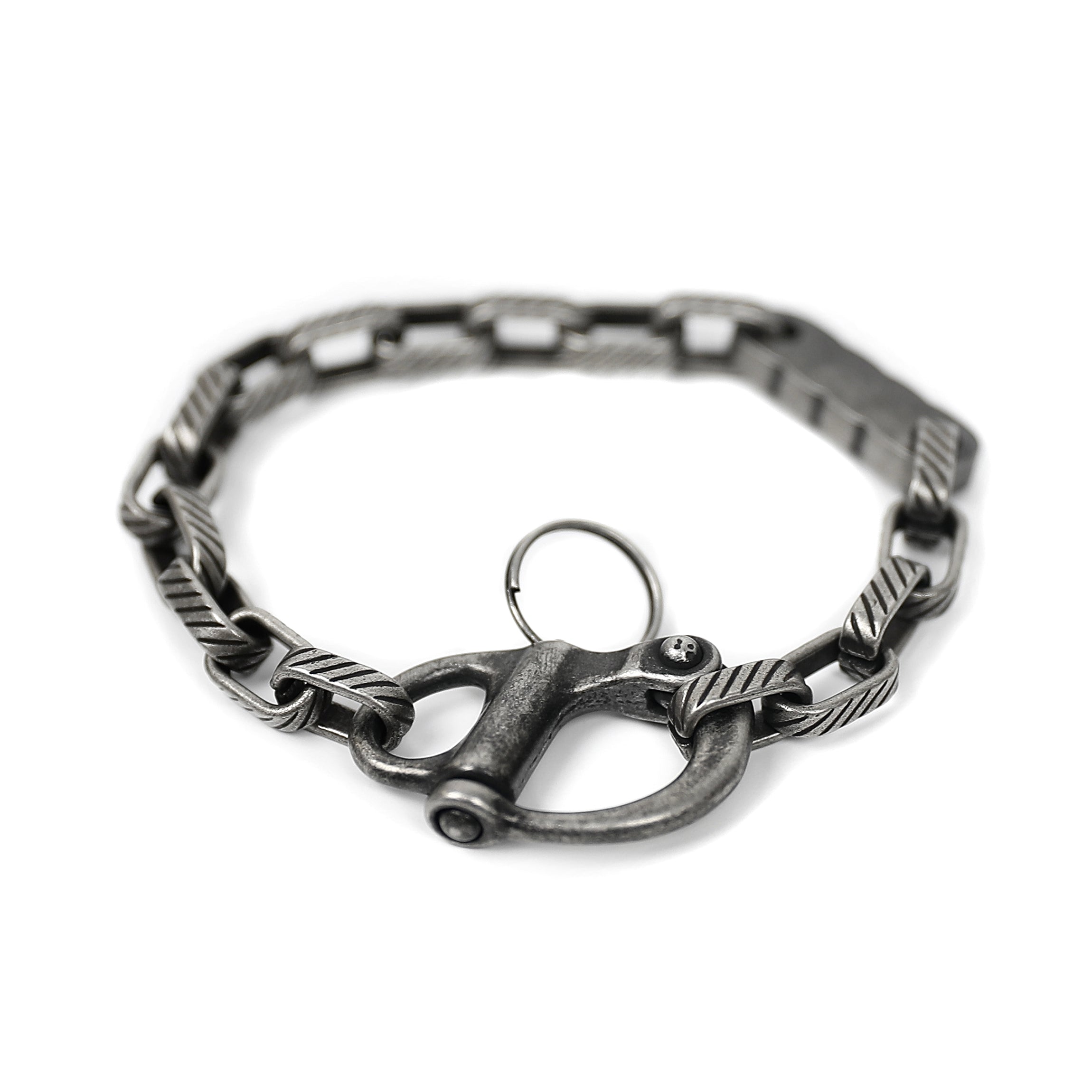 Shackle Chain Bracelet - Aged Silver 8mm