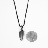 Small Spear Necklace - Aged Silver x Black