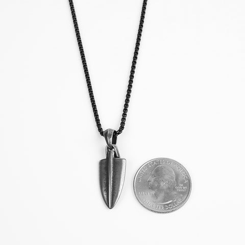 Small Spear Necklace - Aged Silver x Black