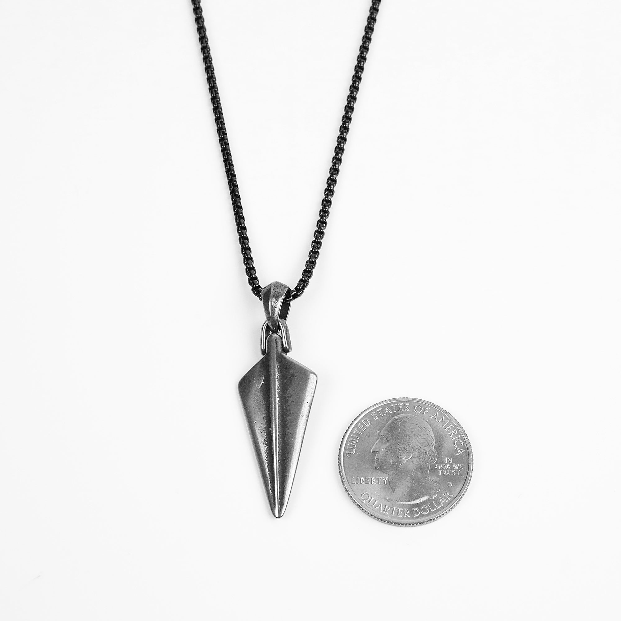 Spear Necklace - Antique Silver x Black