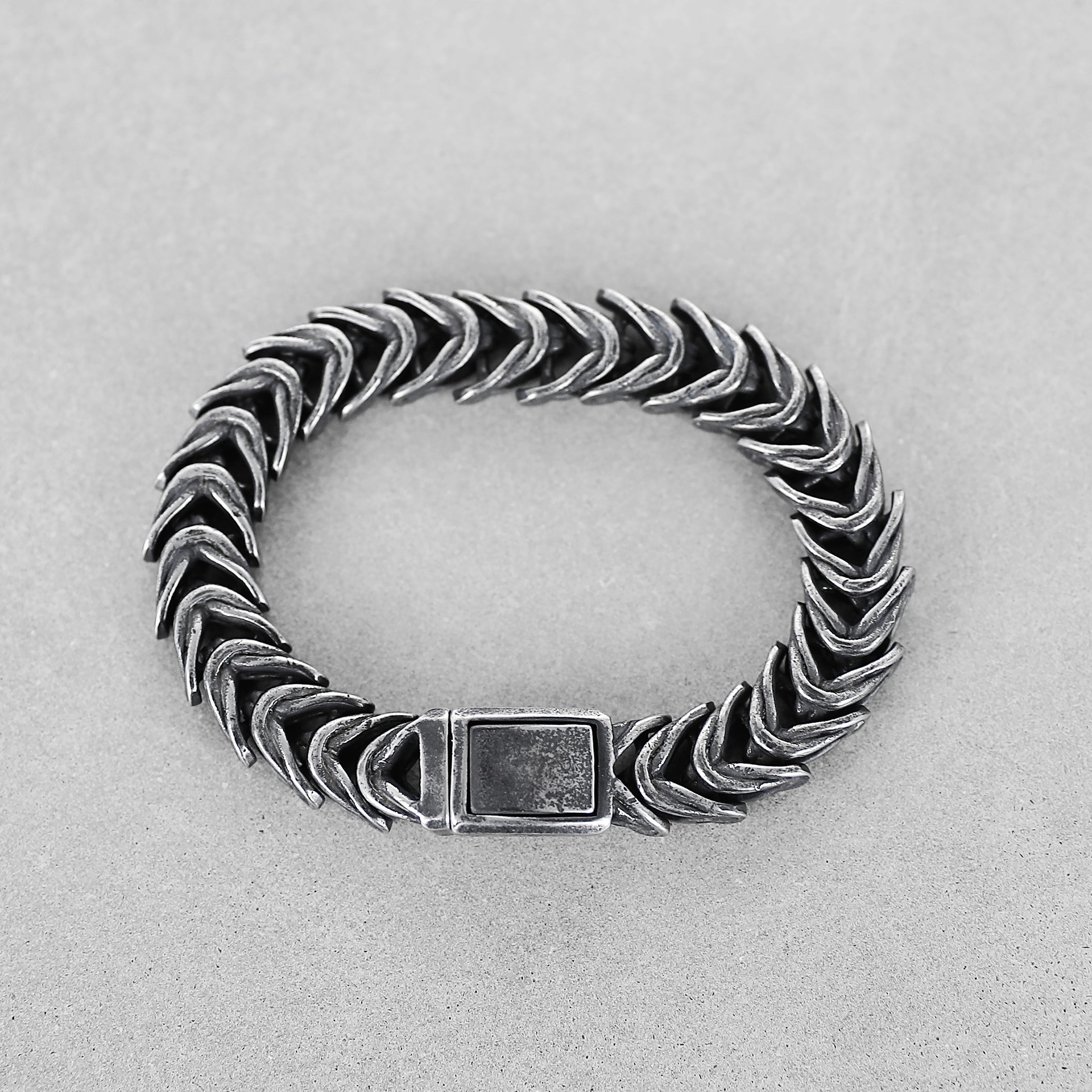 Animal Spine Bracelet - Aged Silver 13mm