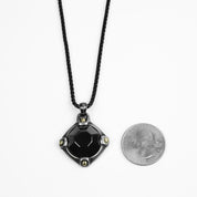 Onyx Stone Necklace - Aged Silver x Black