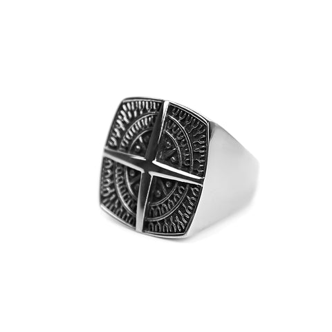 Large Compass Ring - Silver