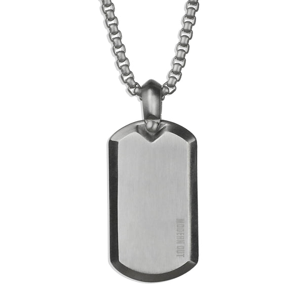 Modern Tag Necklace - Matte Silver x Meteorite