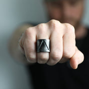 Triangle Ring - Aged Silver