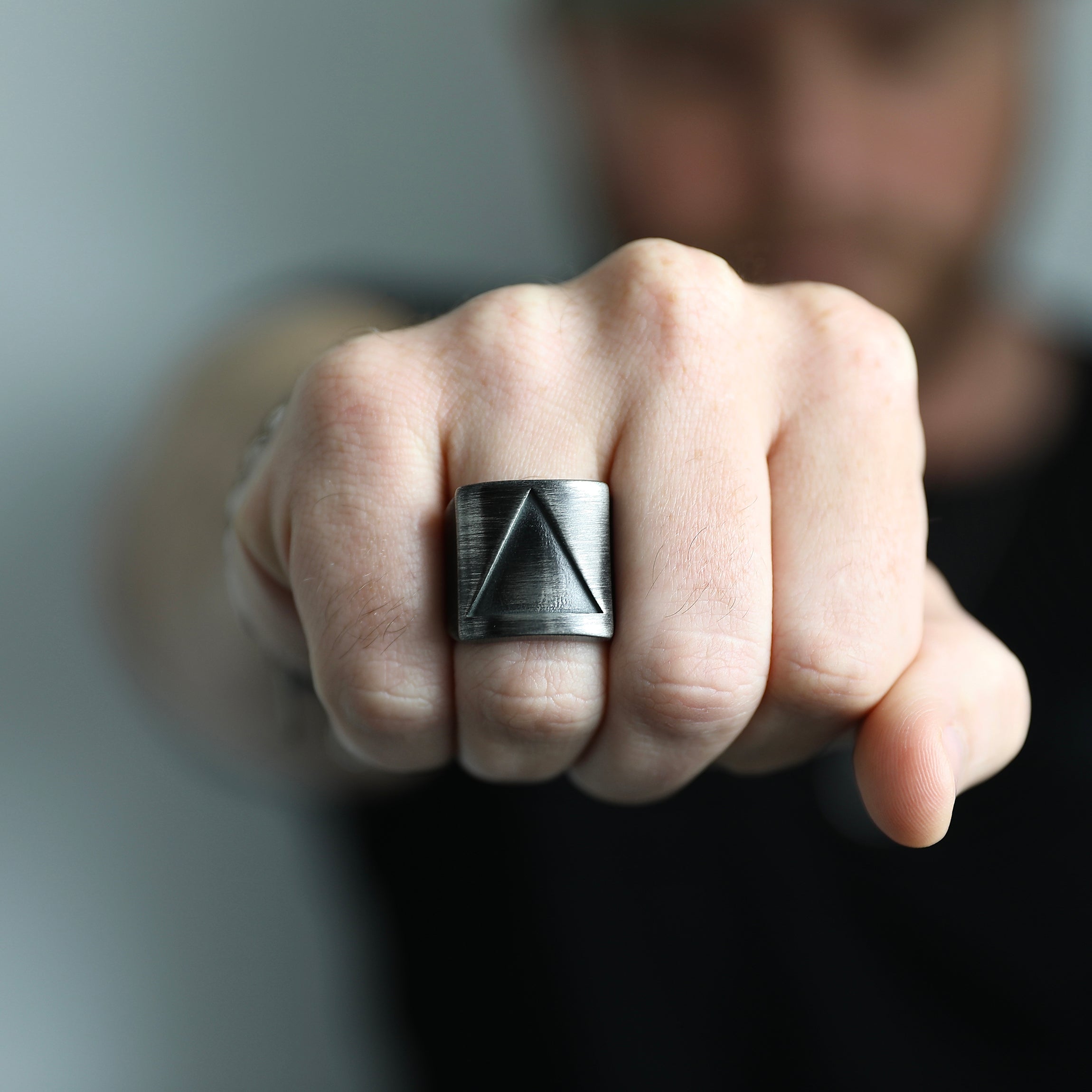 Triangle Ring - Antique Silver