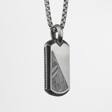 Modern Tag Necklace - Matte Silver x Meteorite