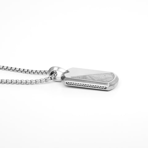 Modern Tag Necklace - Matte Silver x Meteorite