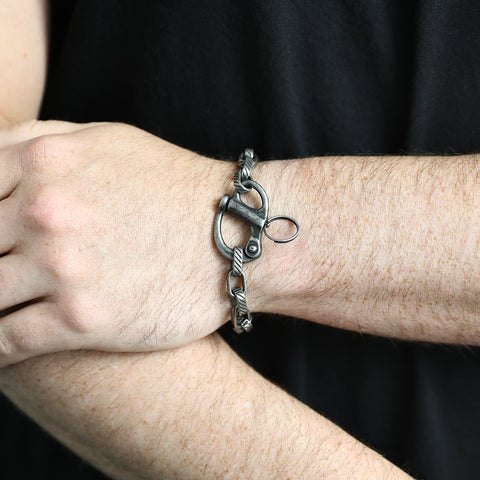 Shackle Chain Bracelet - Aged Silver 8mm