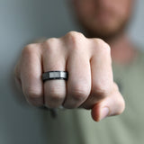 Octagon Band - Aged Silver