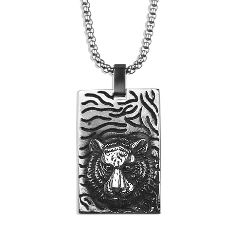 Tiger Tag Necklace - Silver