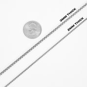Box Chain Necklace - Matte Silver 2mm, 3mm