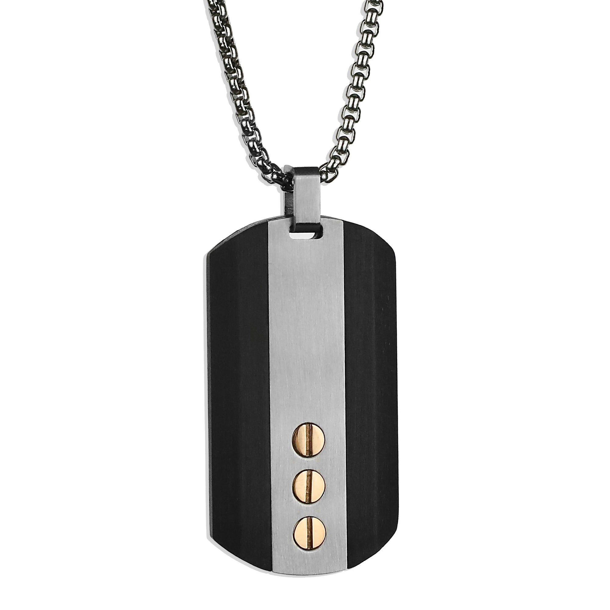 Carbon Fiber Tag Necklace - Silver x Black