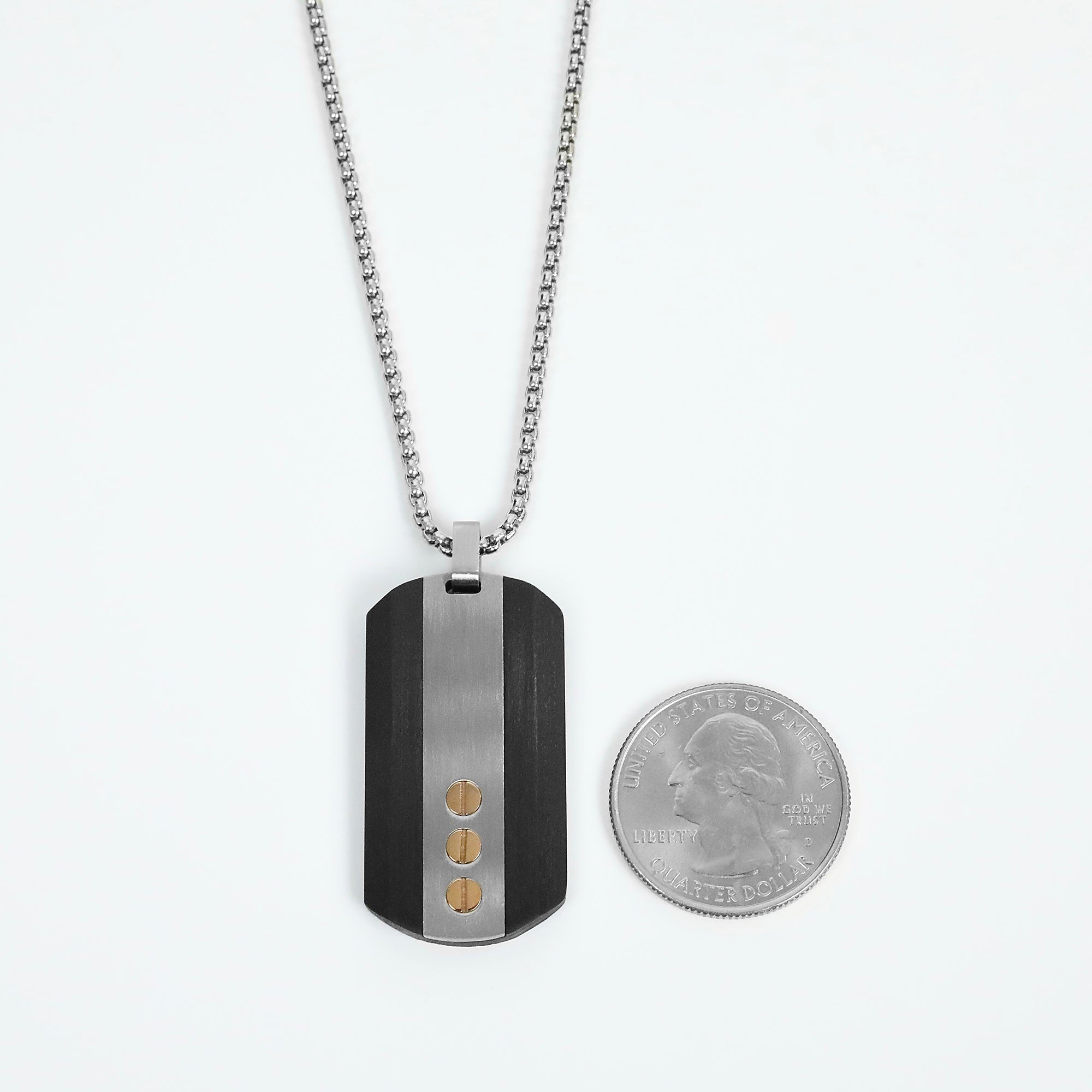 Carbon Fiber Tag Necklace - Silver x Black