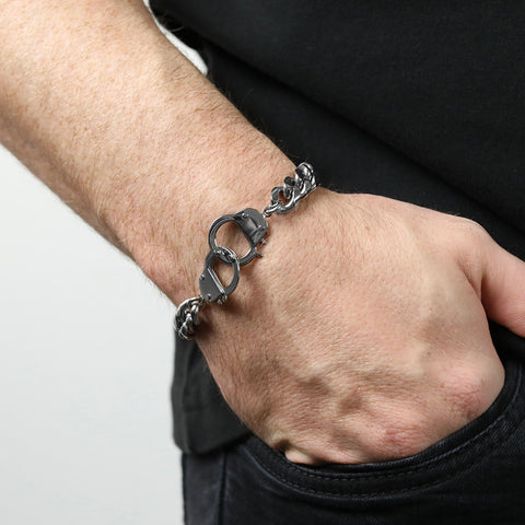 Cuban Cuff Chain Bracelet - Silver 10mm