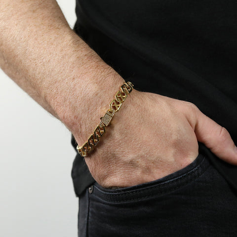 X Chain Pave Bracelet - Gold 10mm